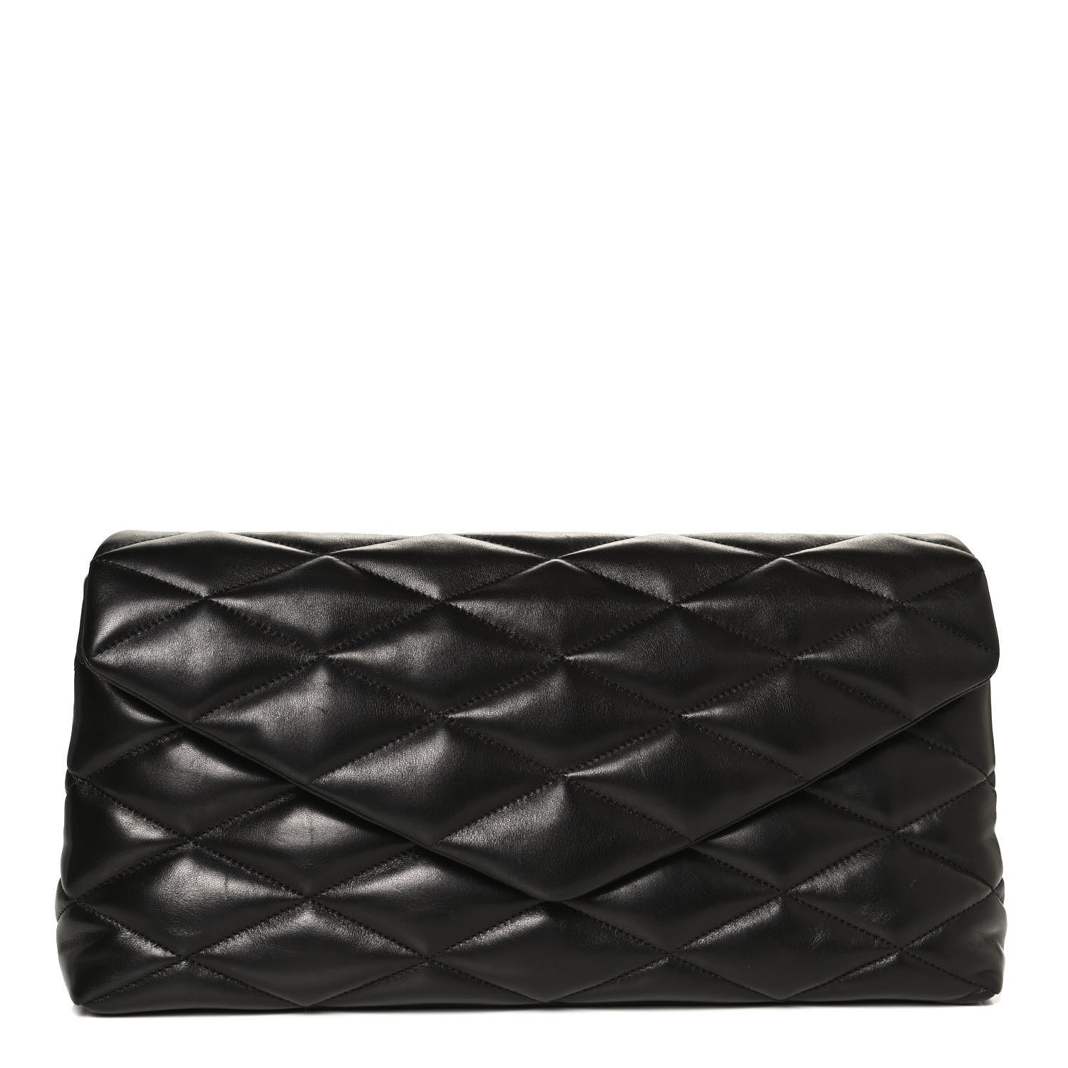 Saint Laurent Lambskin Quilted Sade Puffer Envelope Clutch Black 1 of 11