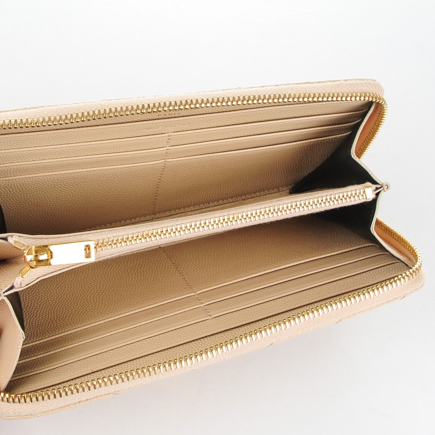 Saint Laurent Grain De Poudre Matelasse Chevron Monogram Zip Around Wallet Powder 5 of 8