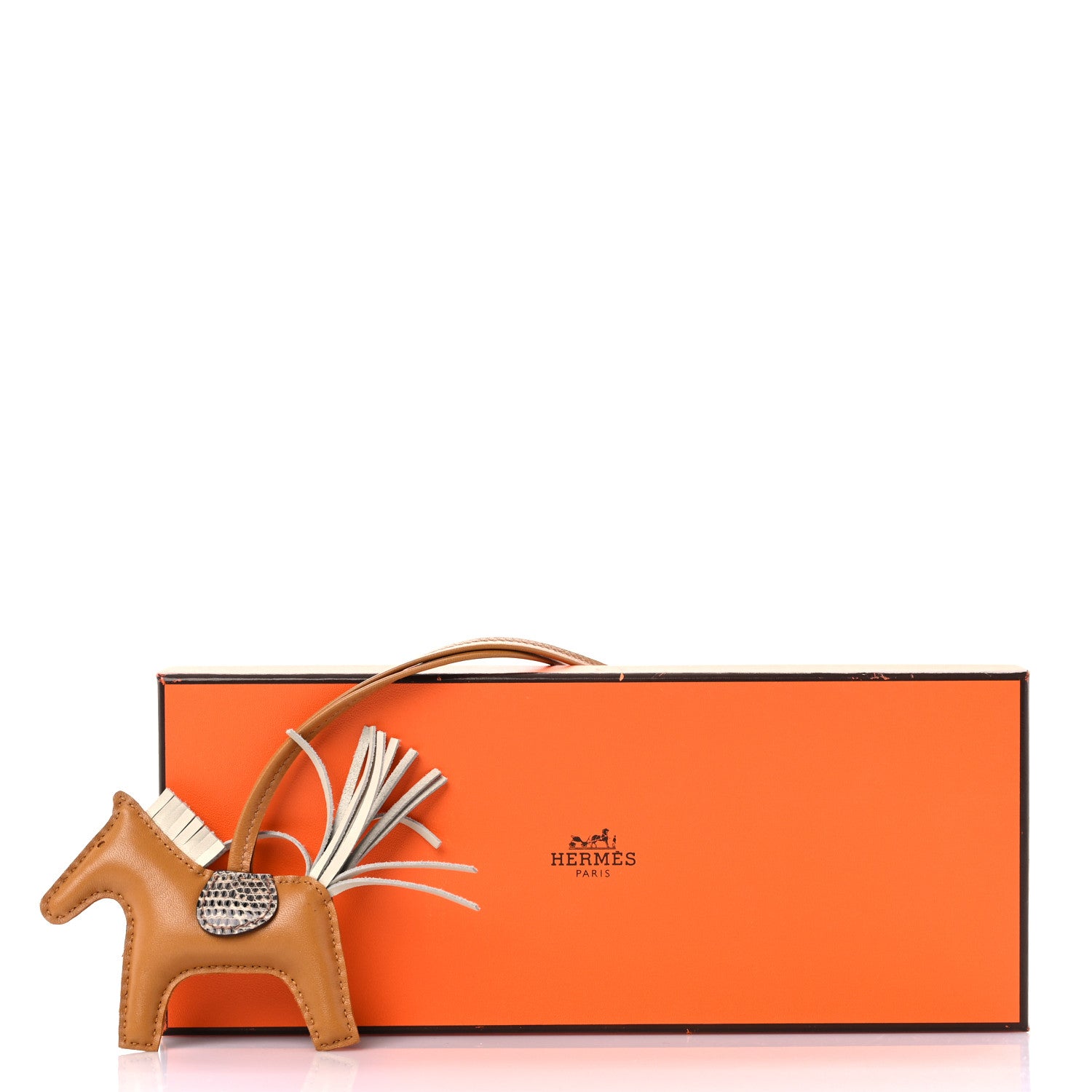 Hermes Milo Lambskin Lizard Touch Grigri Rodeo Horse Bag Charm PM Sesame Craie Desert 5 of 5