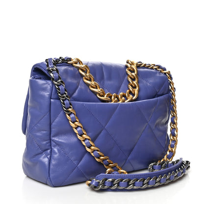 Chanel Shiny Goatskin Quilted Large Chanel 19 Flap Blue 3 of 9