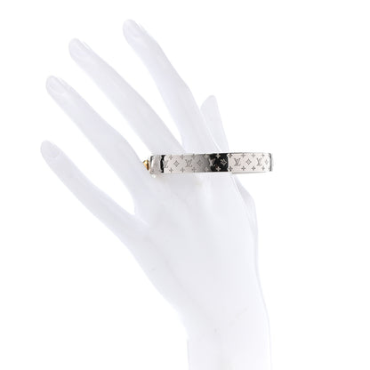 Louis Vuitton Brass Palladium Plated Nanogram Cuff S Silver 2 of 6
