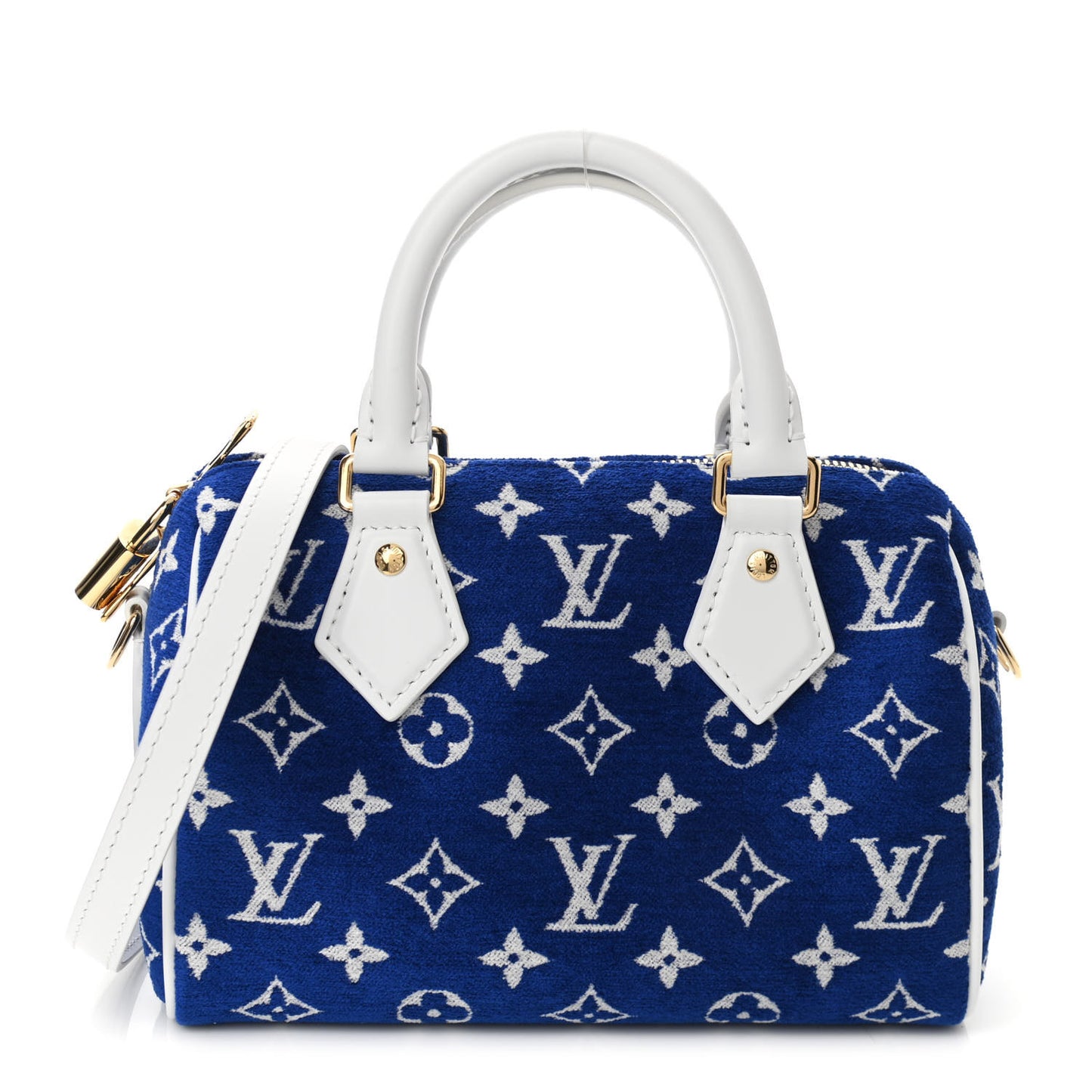 Jacquard Velvet Monogram LV Match Speedy Bandouliere 20 Blue