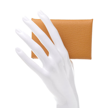 Hermes Chevre Mysore Calvi Card Case Moutarde 2 of 10
