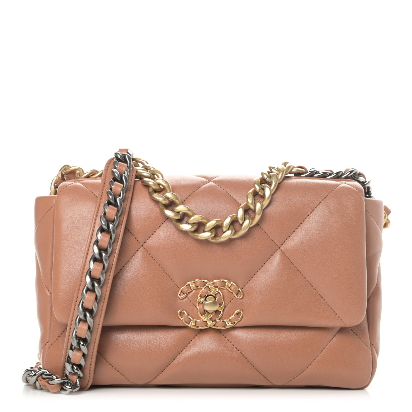 Lambskin Quilted Medium Chanel 19 Flap Brown