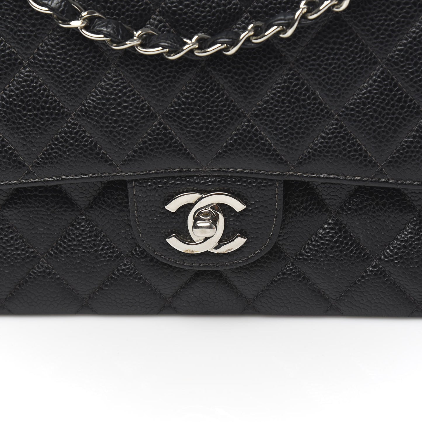 Caviar Quilted Medium Double Flap Black