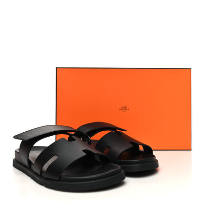 Hermes Calfskin Chypre Sandals 39.5 Black 9 of 9