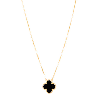 Van Cleef & Arpels 18K Yellow Gold Black Onyx Vintage Alhambra Pendant Necklace 1 of 5