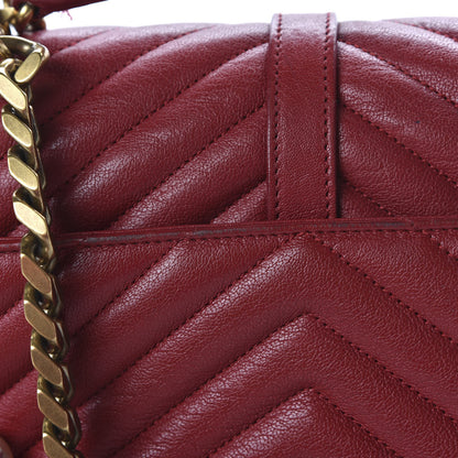 Saint Laurent Sheepskin Matelasse Chevron Monogram Medium College Bag Rouge 13 of 13