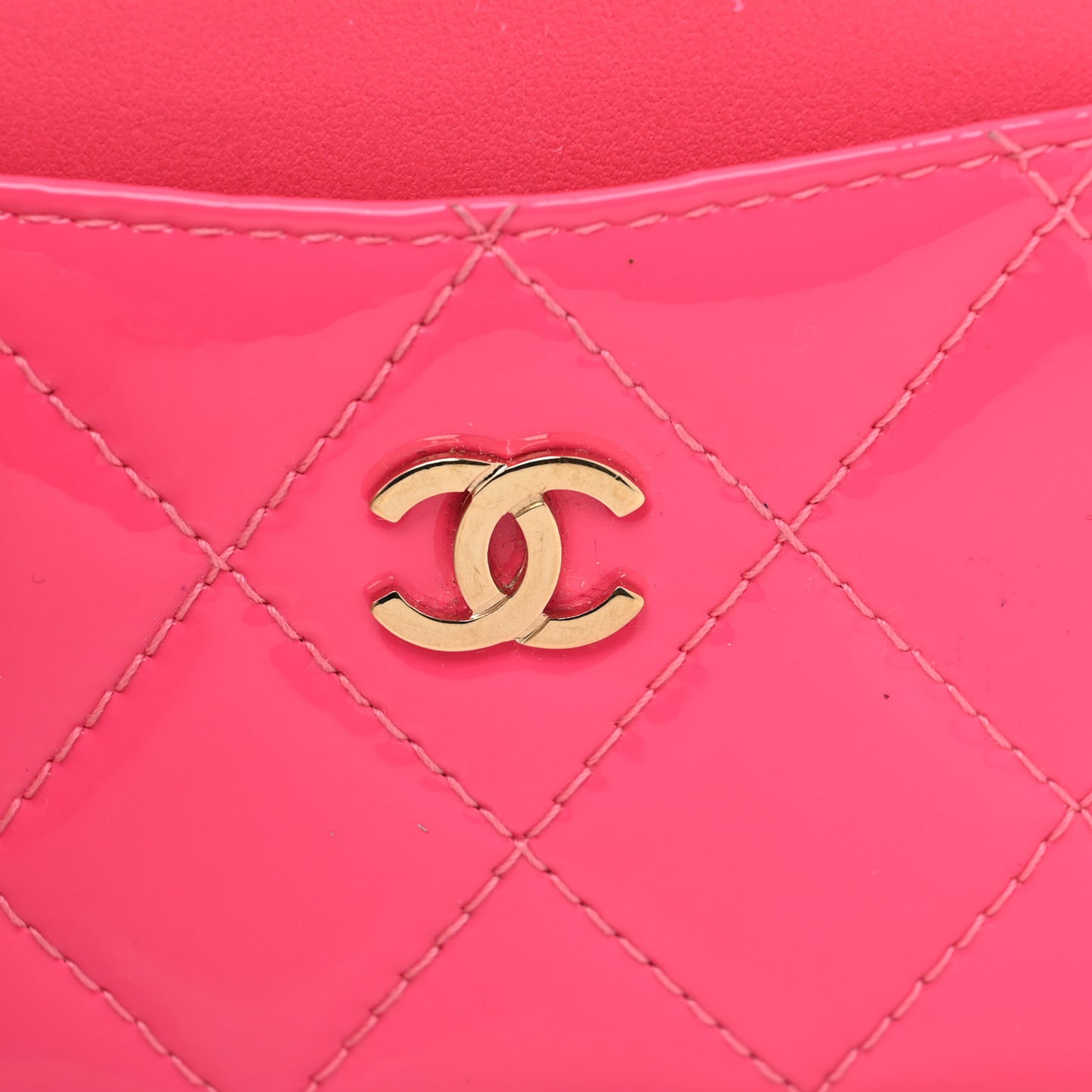 Patent Quilted Card Holder Pink