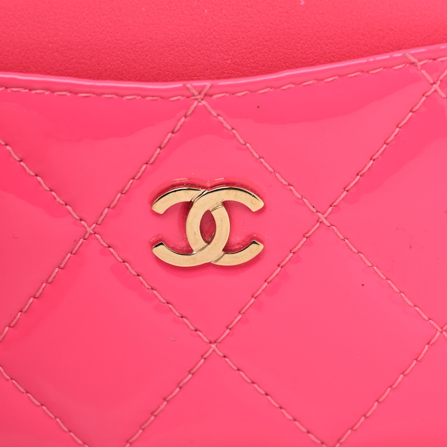 Chanel Patent Quilted Card Holder Pink 11 of 11