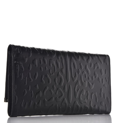 Jimmy Choo Calfskin Leopard Embossed Maia Clutch Black 3 of 6