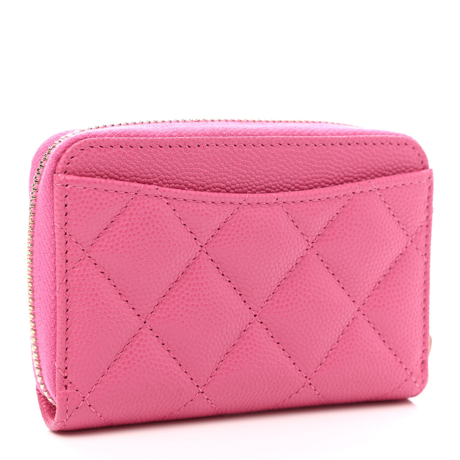 Chanel Caviar Quilted Zip Coin Purse Pink 3 of 8