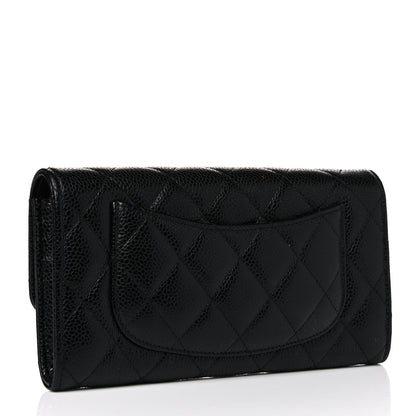 Chanel Caviar Quilted Large Gusset Flap Wallet Black 3 of 11