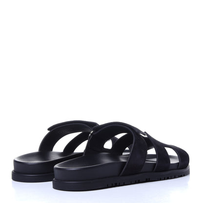 Hermes Suede Womens Chypre Sandals 39.5 Black 4 of 11