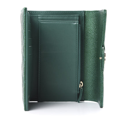 Chanel Metallic Caviar Quilted Medium Flap Wallet Green 4 of 10
