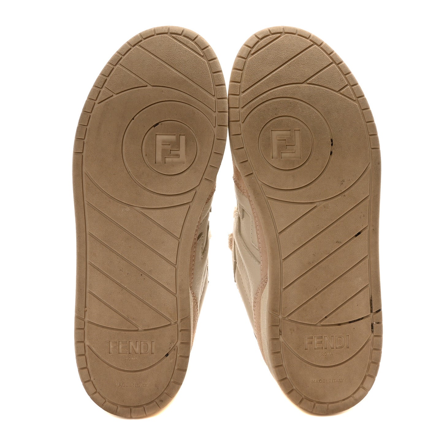 Suede Vitello Fendi Match Low Top Sneakers 37 Nudo White Garza Rosa