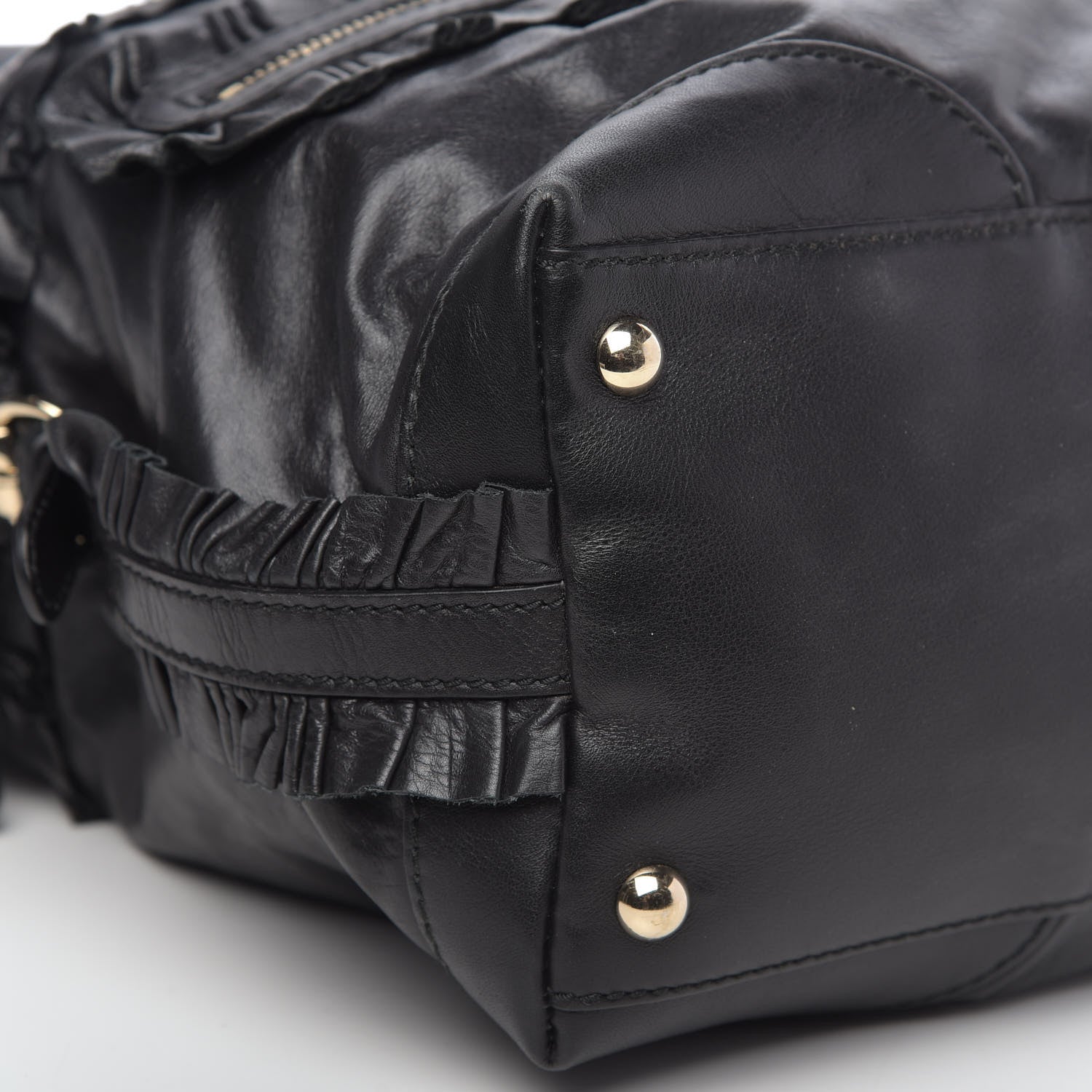 Gucci Calfskin Ruffle Medium Sabrina Boston Tote Black 8 of 11