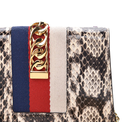 Gucci Snakeskin Floral Embroidered Super Mini Sylvie Chain Shoulder Bag 10 of 13