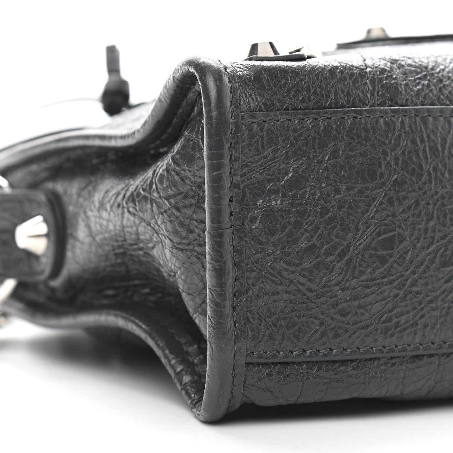Agneau Classic Silver Hardware Mini City Gris Fossile