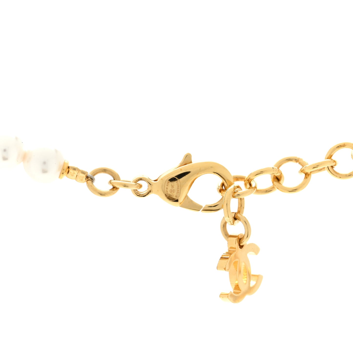 Pearl CC Heart Choker Necklace Gold