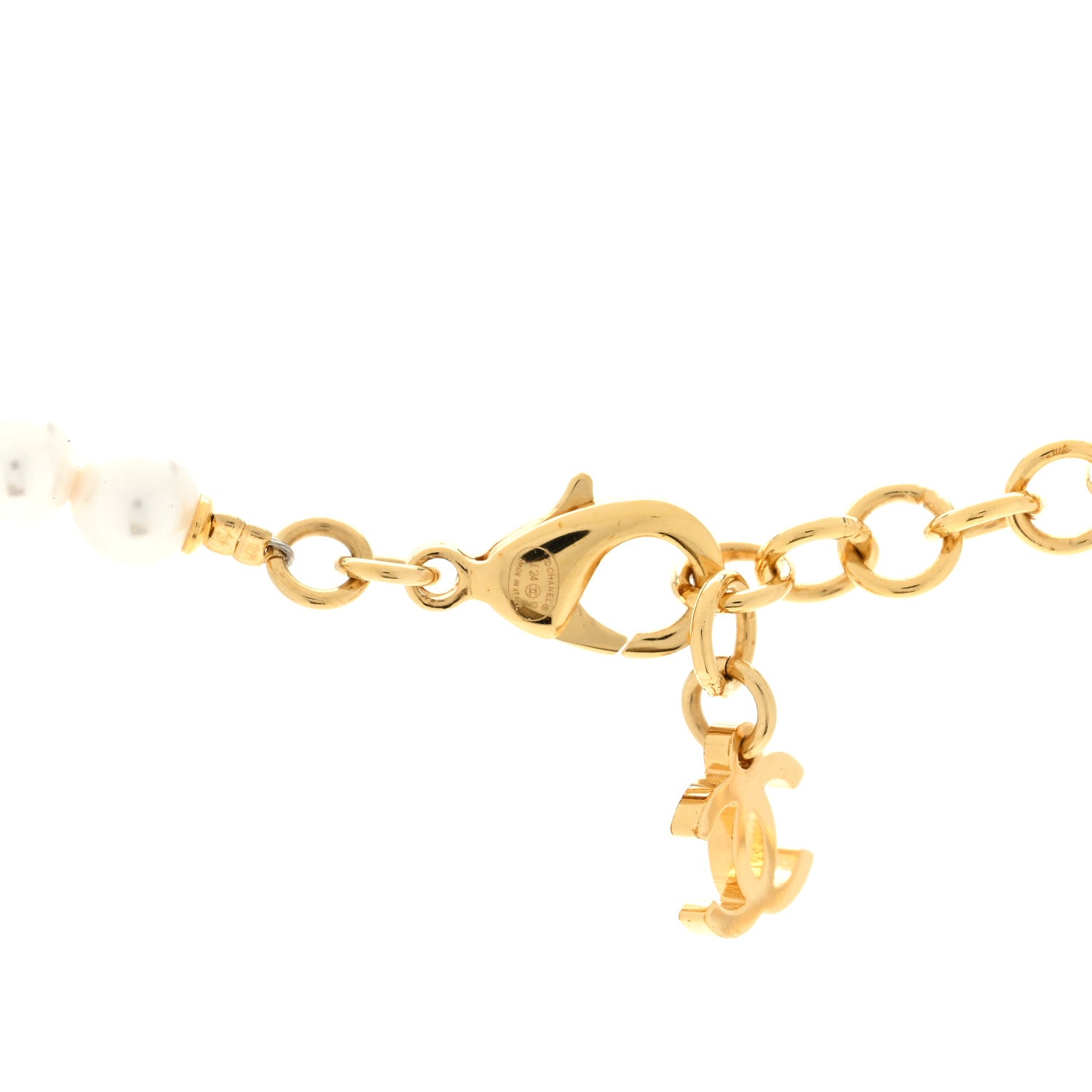 Chanel Pearl CC Heart Choker Necklace Gold 4 of 5