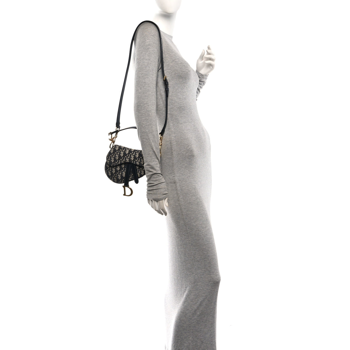 Christian Dior Oblique Mini Saddle Bag With Strap Blue 2 of 11