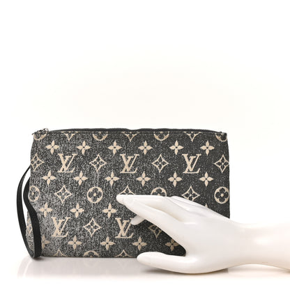 Louis Vuitton Denim Monogram Jacquard Neverfull MM GM Pochette Gray 2 of 8