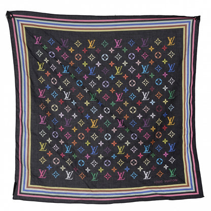 Louis Vuitton Cotton Monogram Multicolor Square Bandana Scarf Black 4 of 6