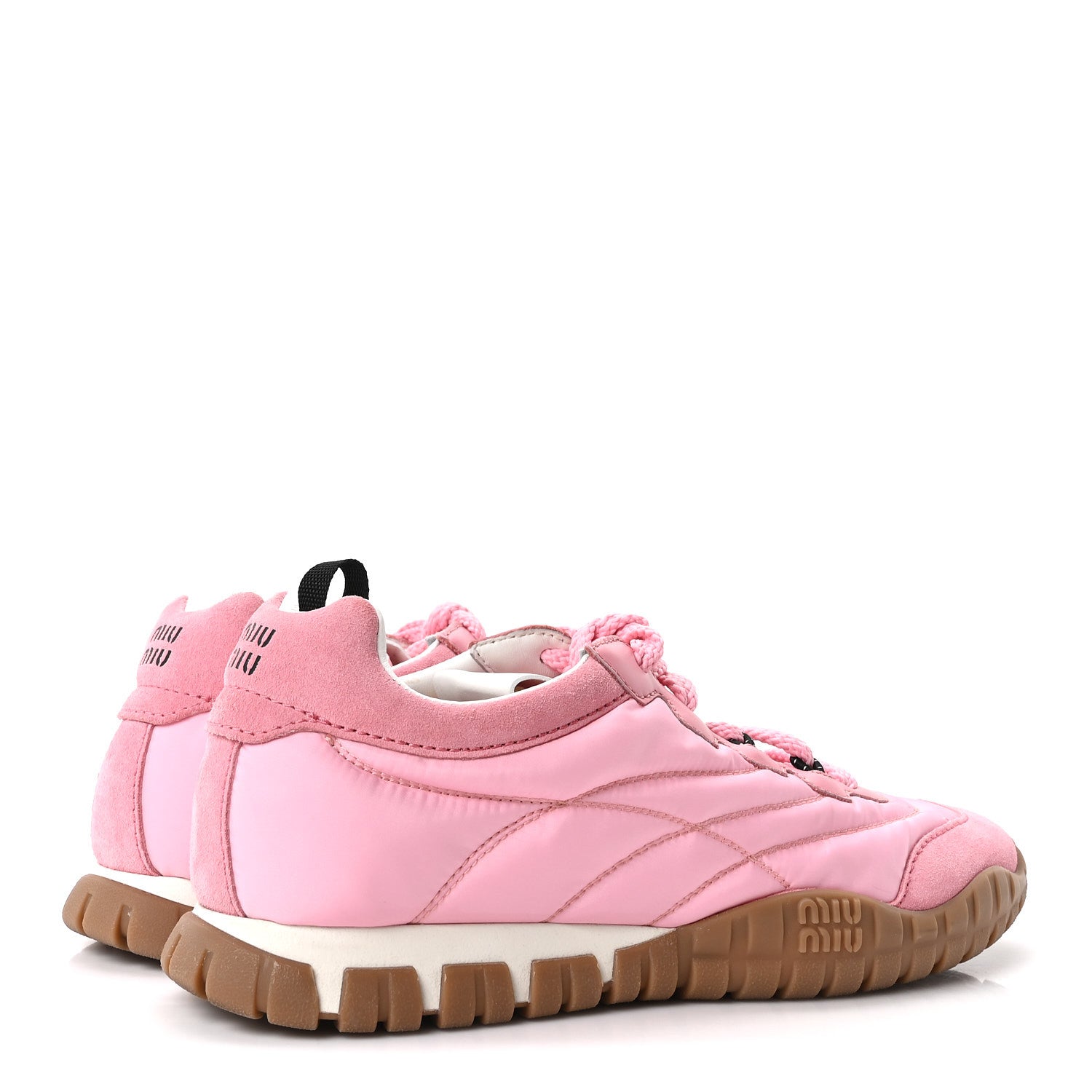 Miu Miu Technical Fabric Suede Womens Tyre Sneakers 38 Pink 5 of 9