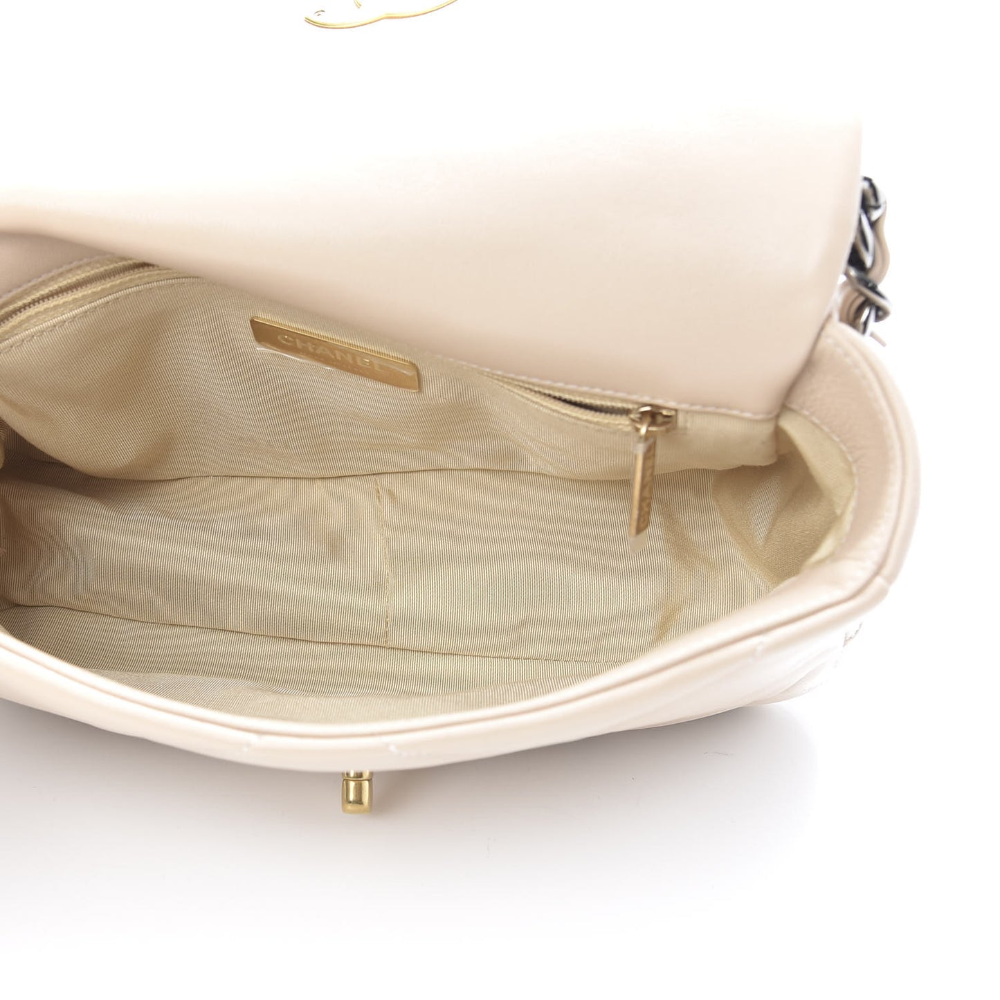 Goatskin Quilted Medium 19 Flap Beige