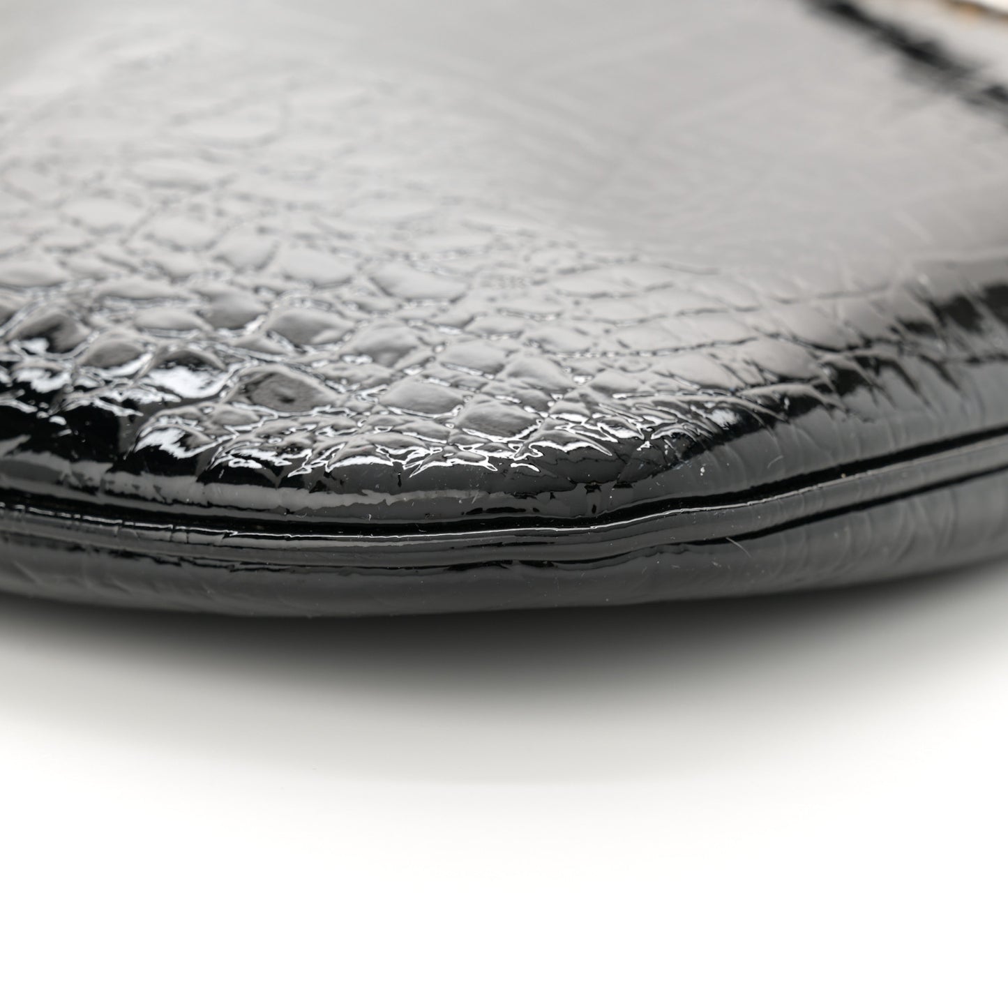 Crocodile Embossed Calfskin Medium Paris VII Flat Hobo Black