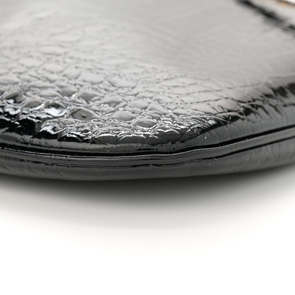 Saint Laurent Crocodile Embossed Calfskin Medium Paris VII Flat Hobo Black 10 of 15