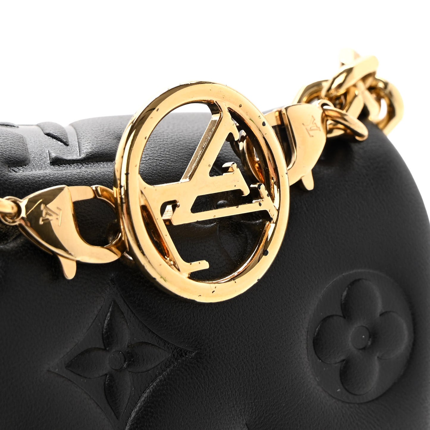 Lambskin Embossed Monogram Pochette Coussin Black