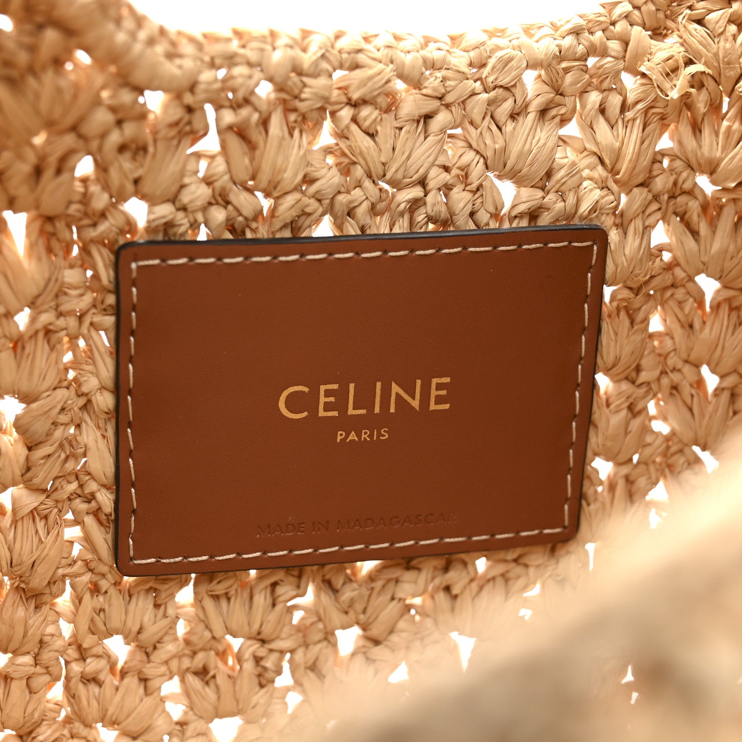 Celine Raffia Calfskin Triomphe Panier Hobo Bag Natural Tan 6 of 10