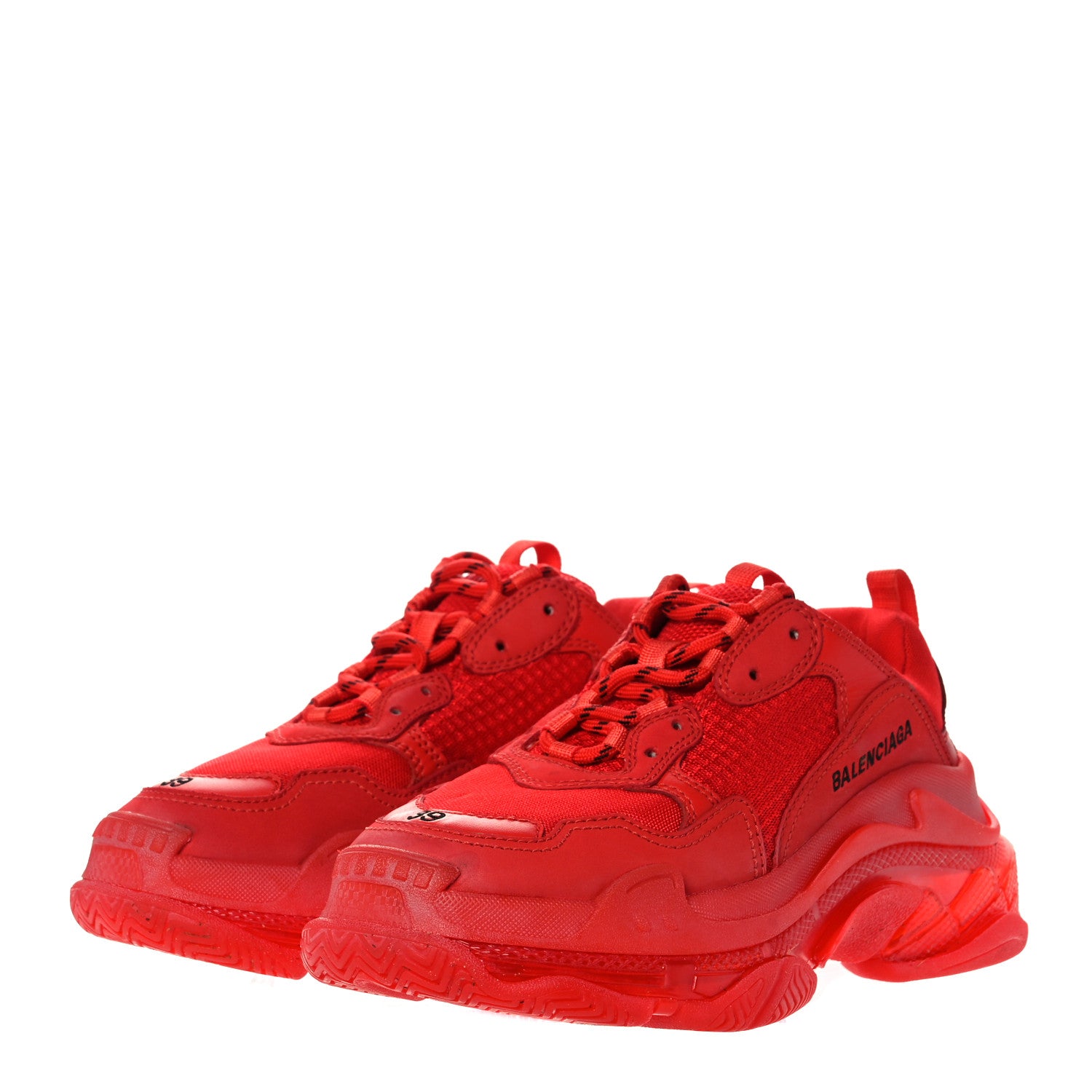Balenciaga Fabric Mesh Clear Sole Womens Triple S Sneakers 39 Rouge Vif 3 of 15