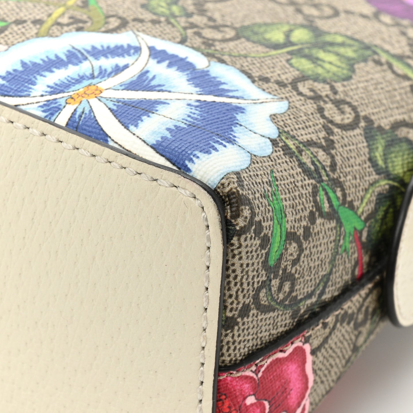 GG Supreme Monogram Flora Web GG Small Ophidia Dome Shoulder Bag White