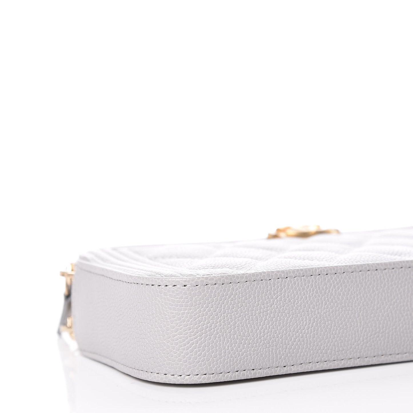 Caviar Quilted Small Boy Clutch With Chain Grey