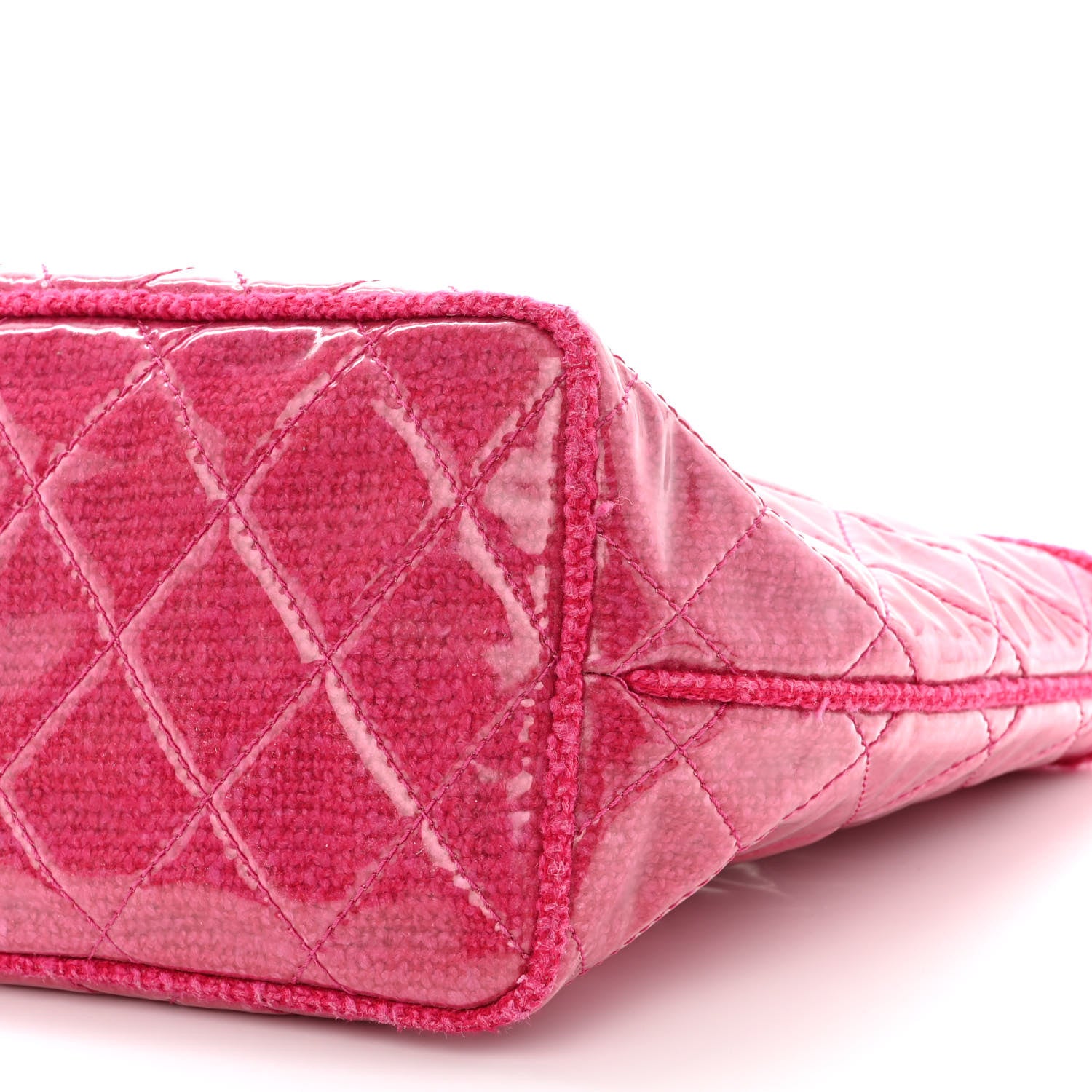 Chanel Vinyl Quilted Funny Tweed Tote Fuchsia 10 of 10