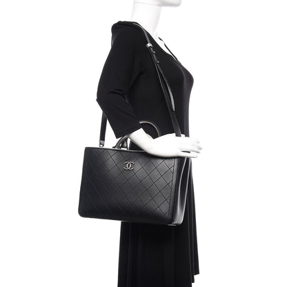 Chanel Bullskin Stitched Bi-Color Medium Shopping Tote Black Silver 2 of 10