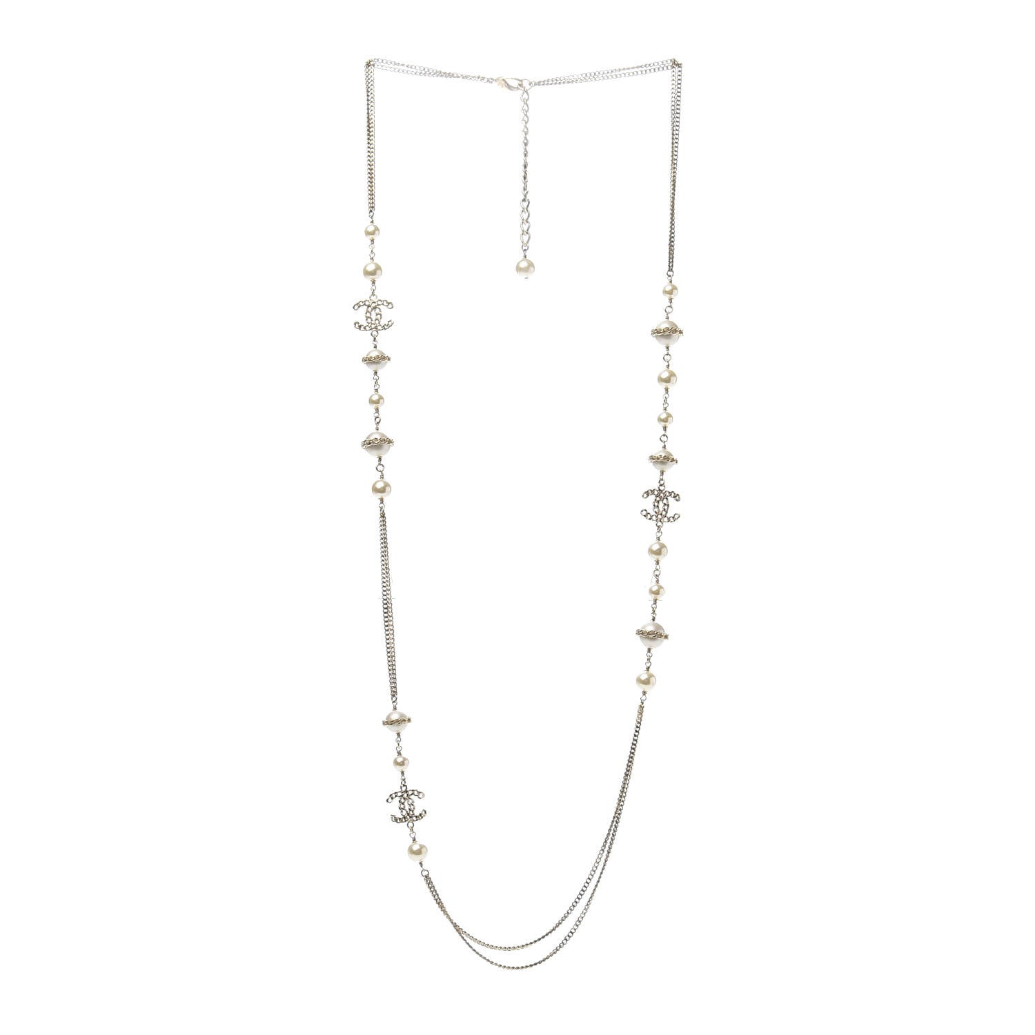 Chanel Pearl Chain CC Multi Strand Necklace Gold 3 of 7
