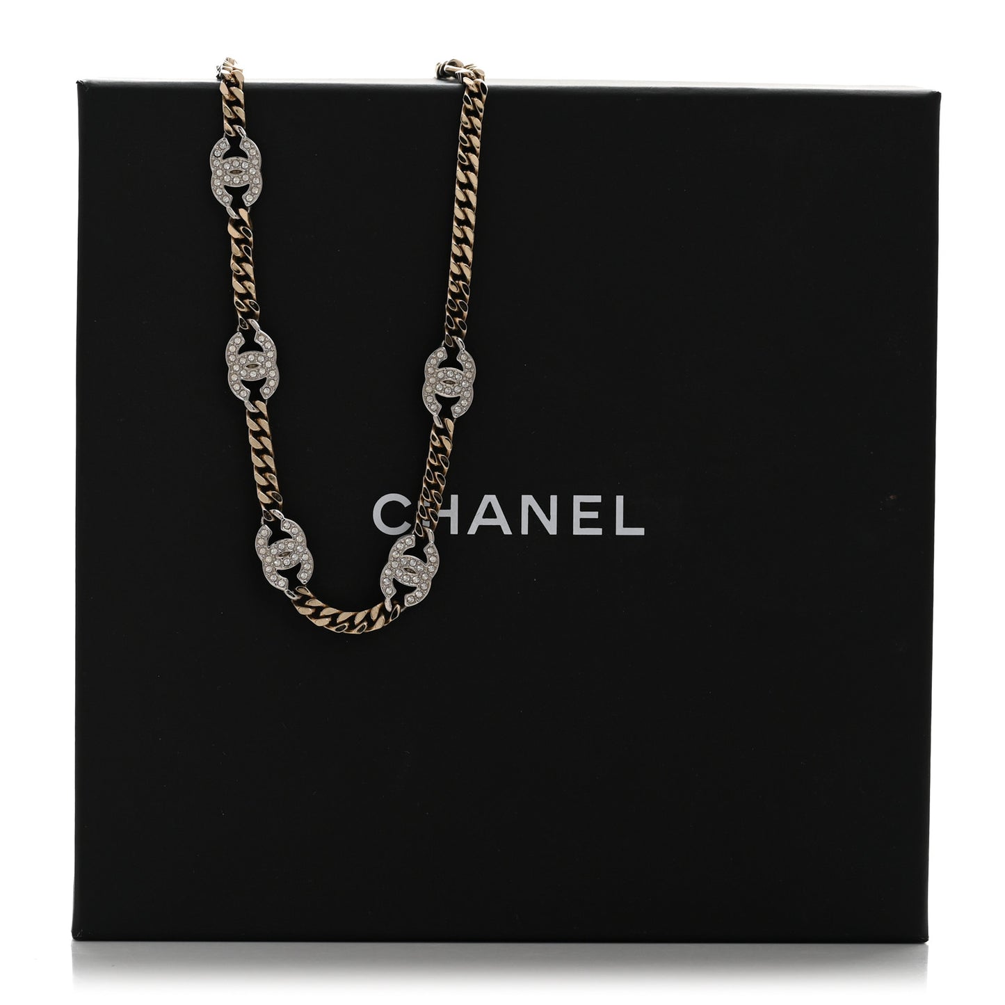 Crystal Chain CC Link Choker Gold Silver
