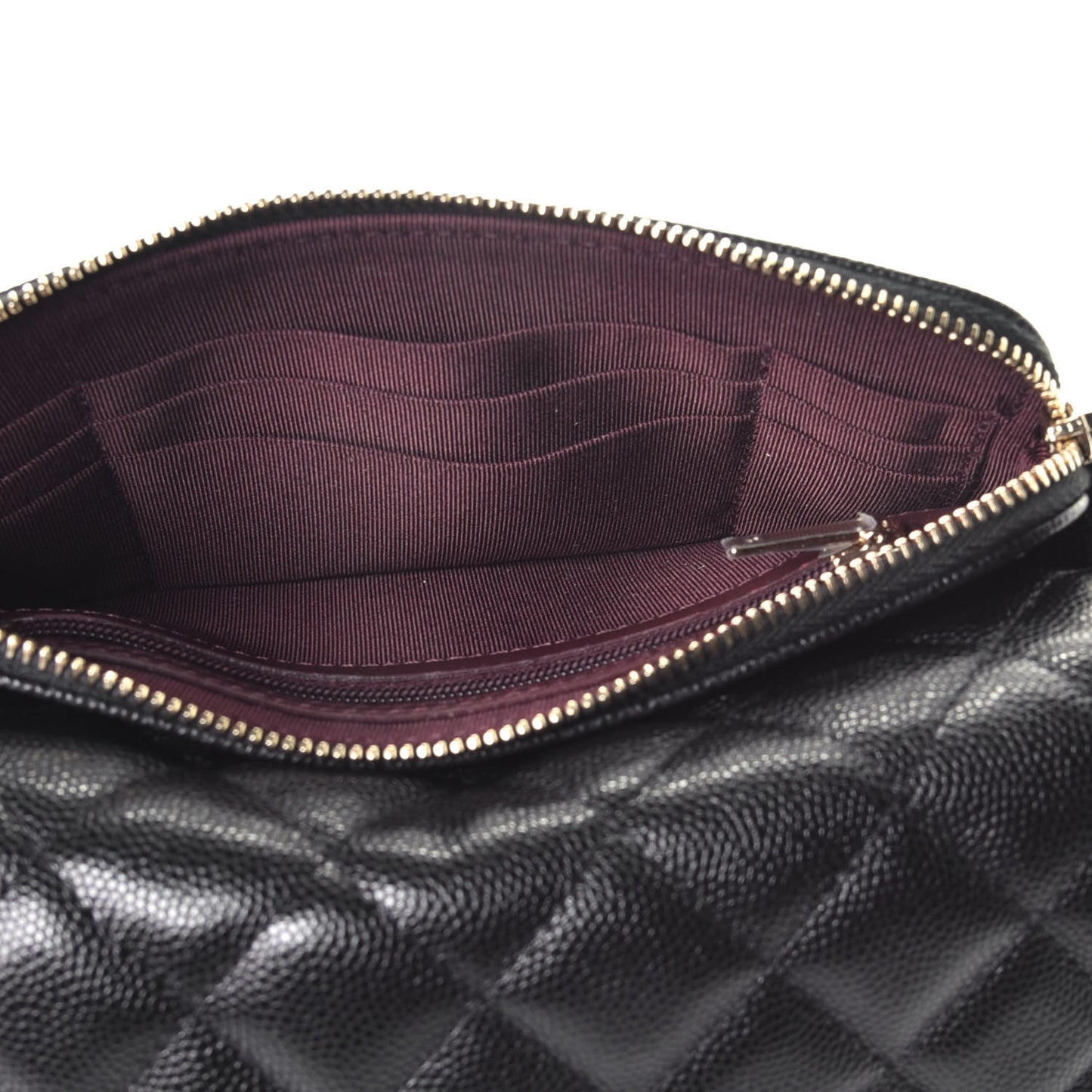 Caviar Quilted Flap Phone Holder With Chain Black