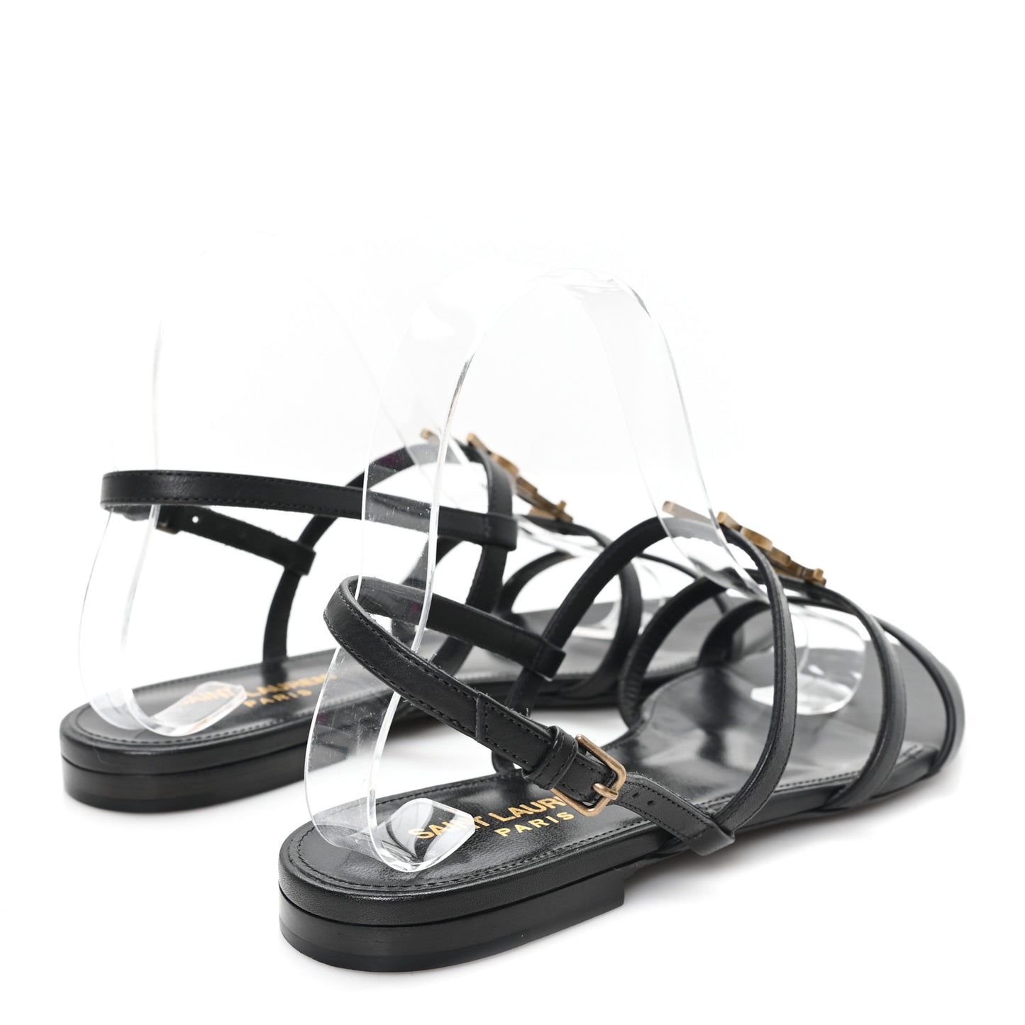 Calfskin Cassandra Monogram Sandals 37 Black