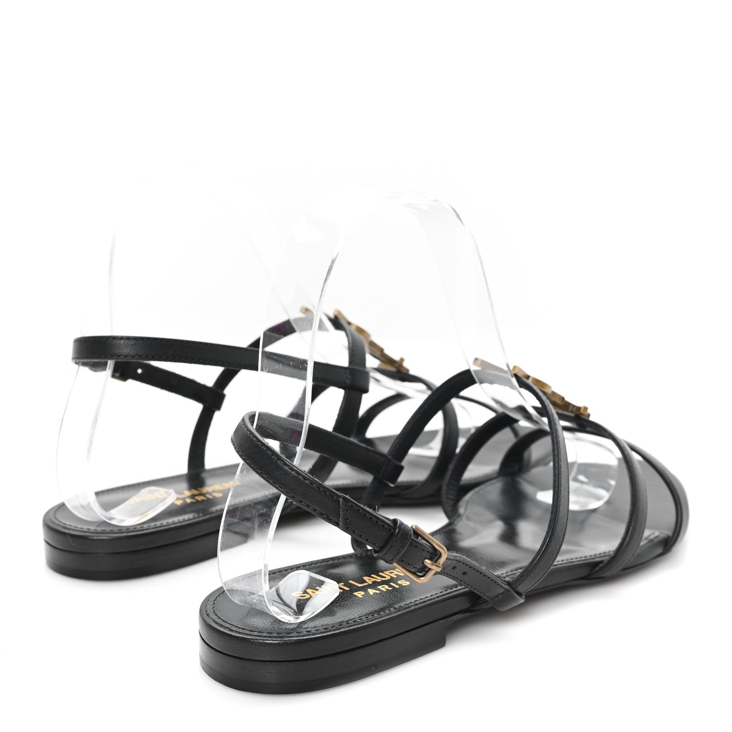 Saint Laurent Calfskin Cassandra Monogram Sandals 37 Black 5 of 10