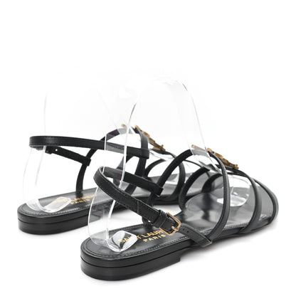 Saint Laurent Calfskin Cassandra Monogram Sandals 37 Black 5 of 10