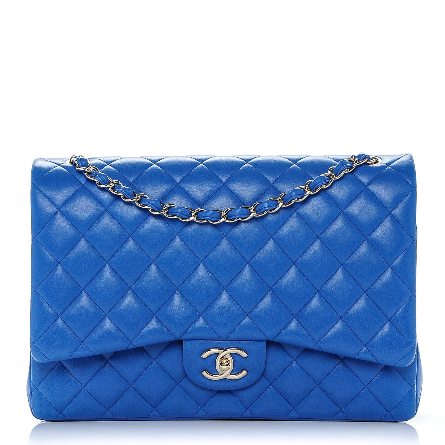 Chanel Lambskin Quilted Maxi Double Flap Blue 1 of 7