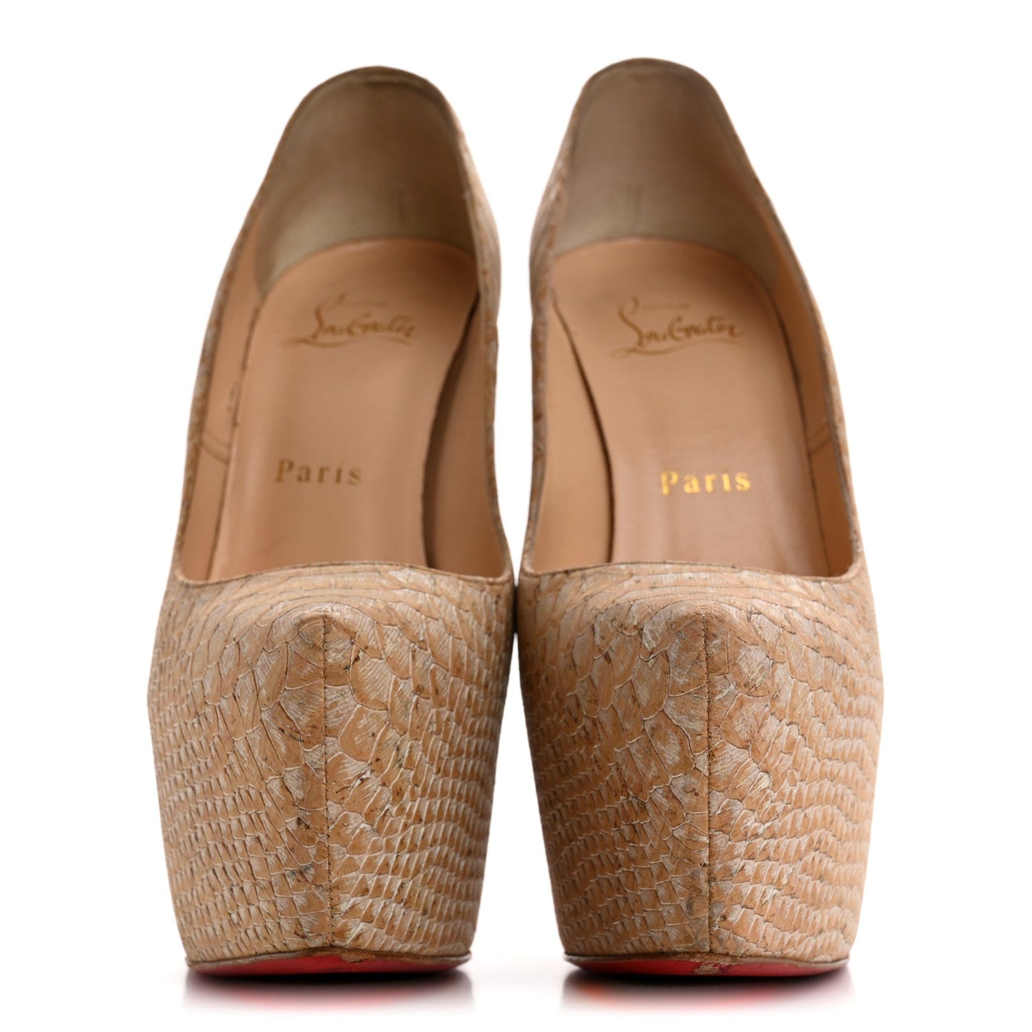 Cork Snake Embossed Daffodile 160 Pumps 36.5 Beige