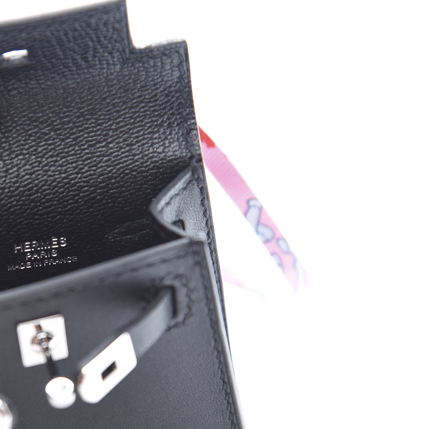 Hermes Tadelakt Mini Kelly Twilly Bag Charm Black 4 of 5