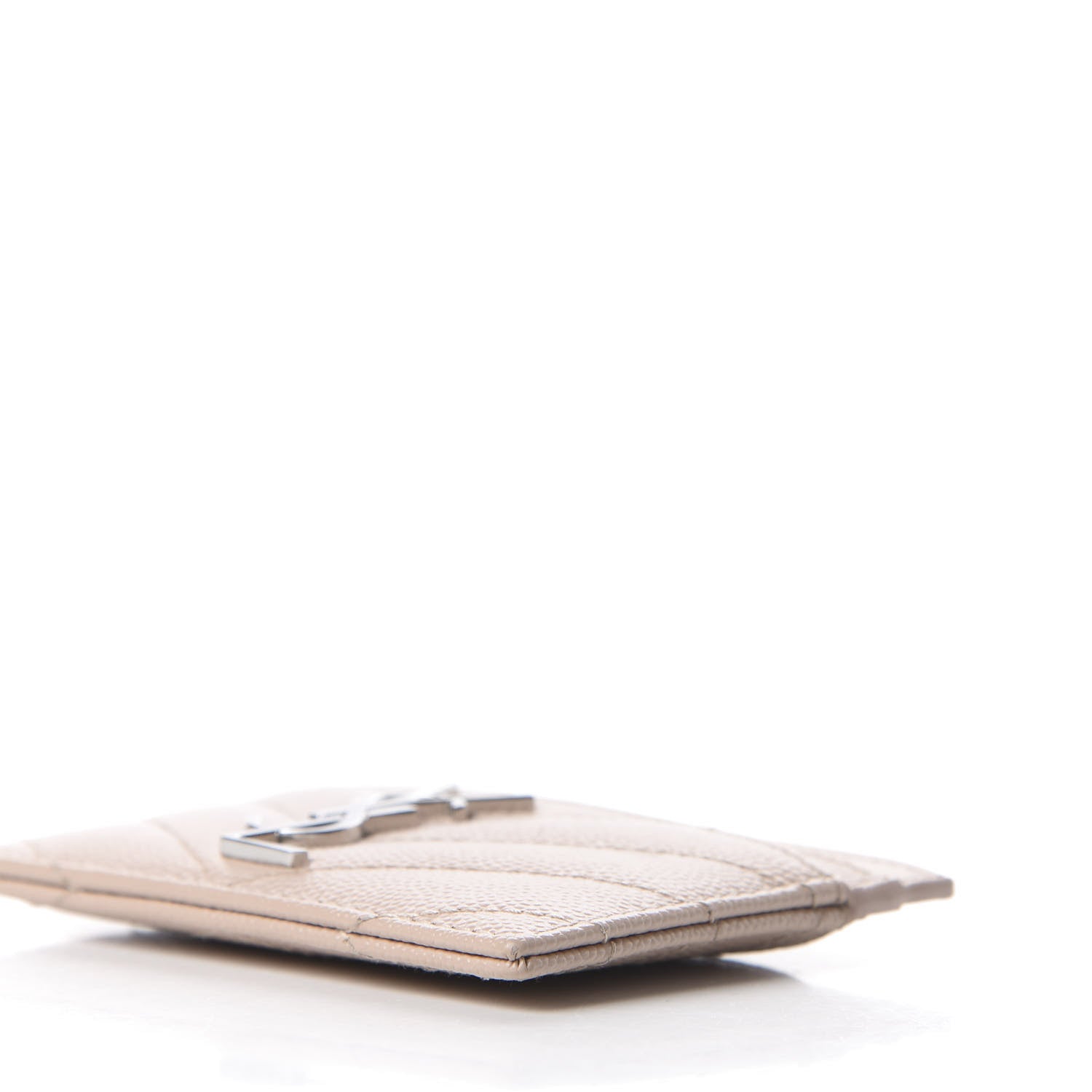Saint Laurent Grain De Poudre Matelasse Chevron Monogram Credit Card Case Marble Pink 7 of 10