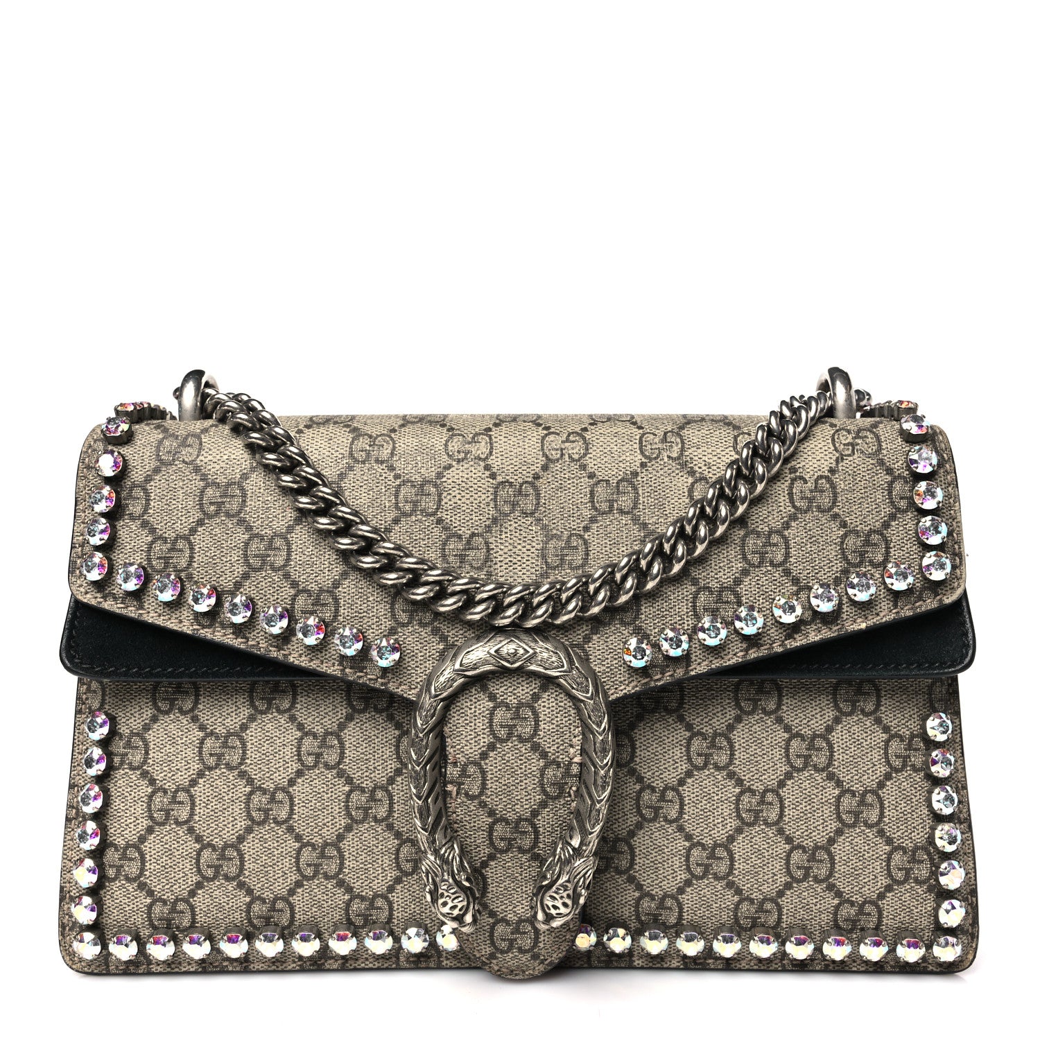 Gucci GG Supreme Monogram Crystal Small Dionysus Shoulder Bag Black 1 of 10